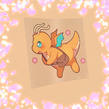 127 Large Orange Dragon Sticker