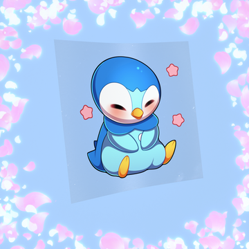 139 Cyan Penguin Sticker