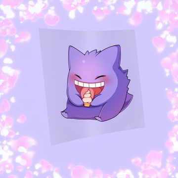 222 Purple Ghost enjoying Sweet Treat Sticker