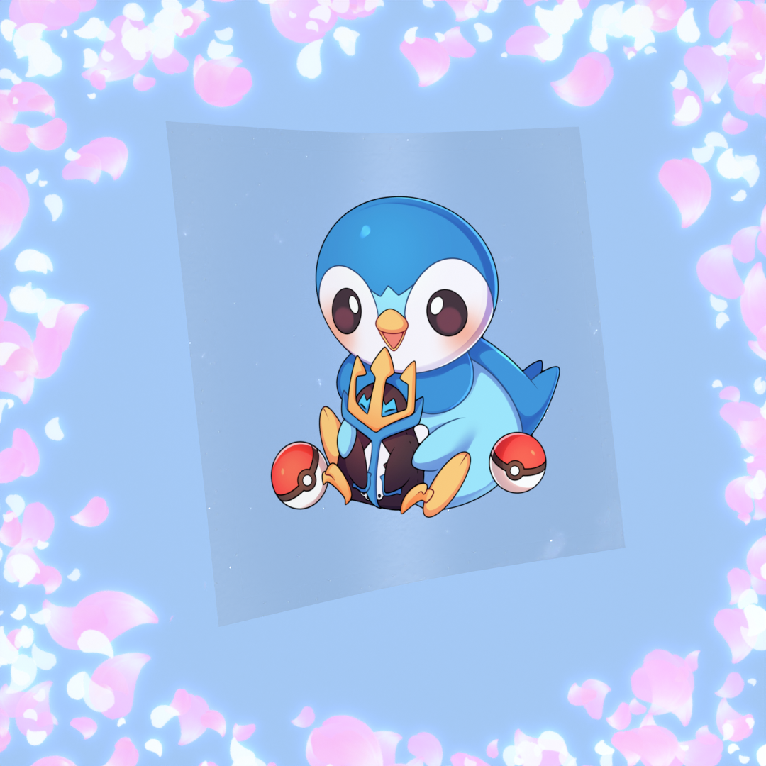 230 Cyan Penguin with Evolved Navy-Blue Penguin Plushie Sticker