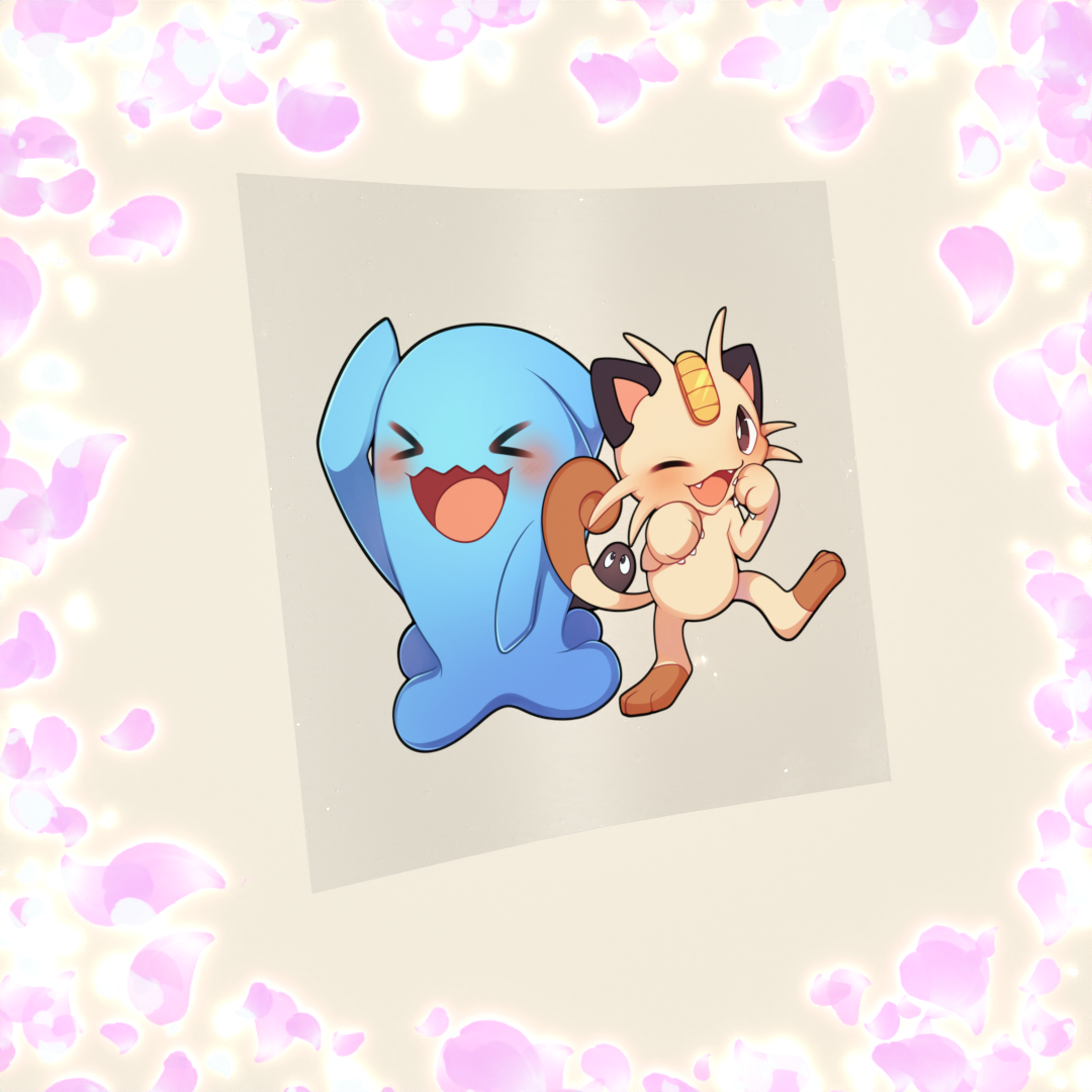 304 Chatty Feline and their Wobbly Cyan Friend Sticker