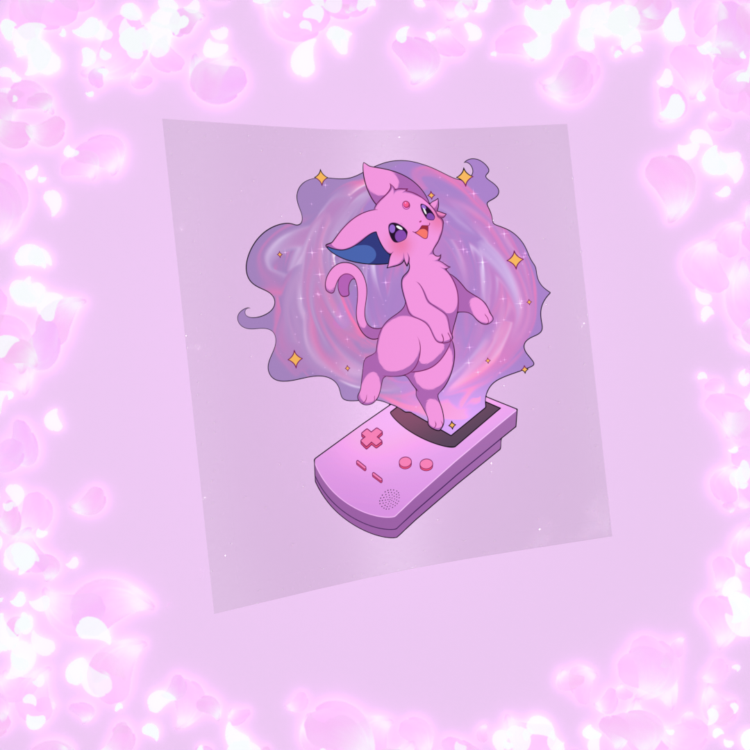 325 Psychic Purple Feline Jumping out of Game Sticker