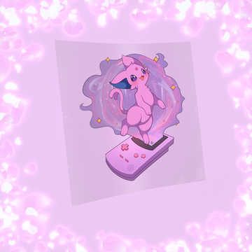 325 Psychic Purple Feline Jumping out of Game Sticker