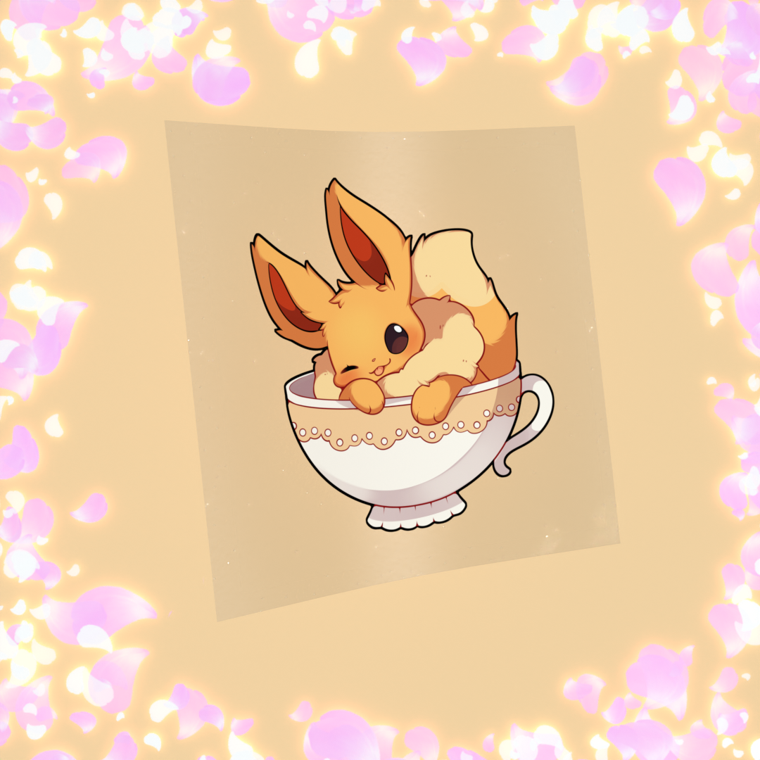 457 Brown Fox Teacup Sticker