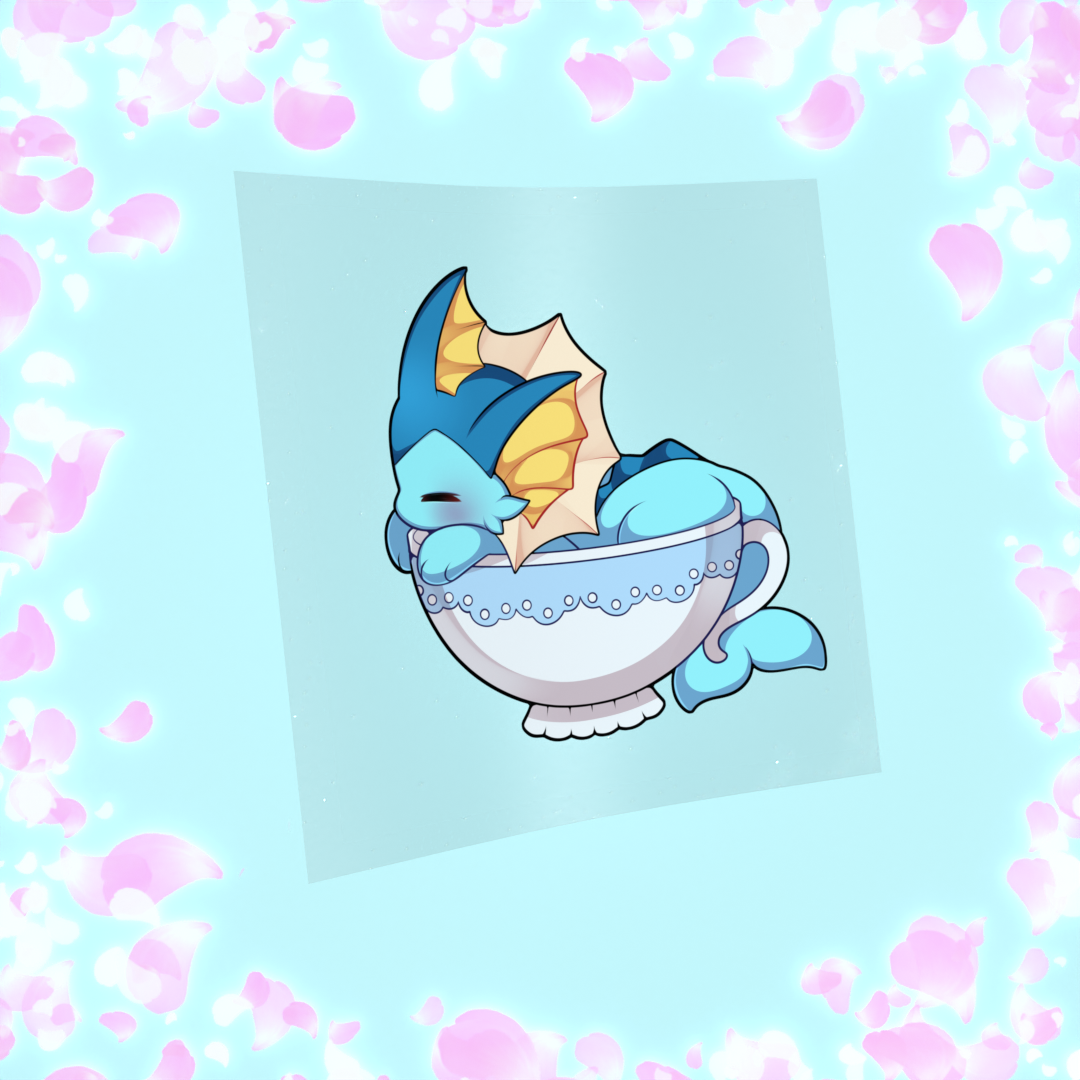 459 Bubble Fox Teacup Sticker