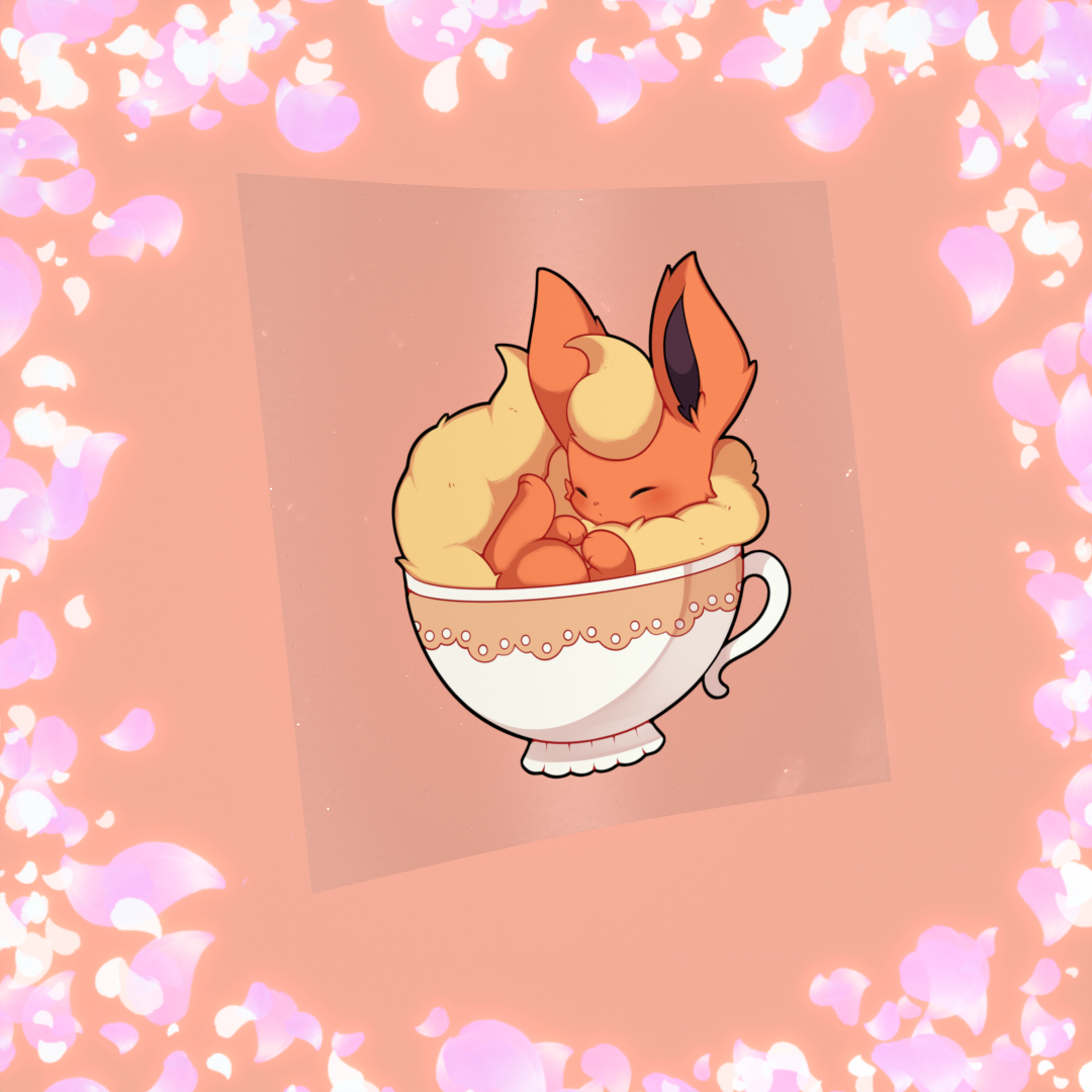 460 Flame Fox Teacup Sticker