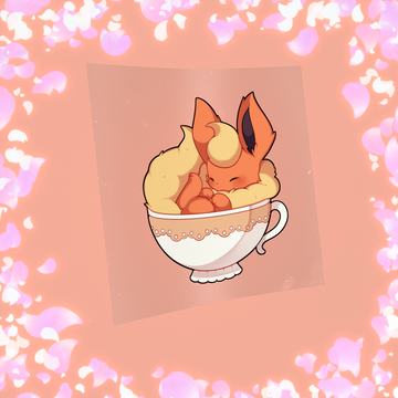 460 Flame Fox Teacup Sticker