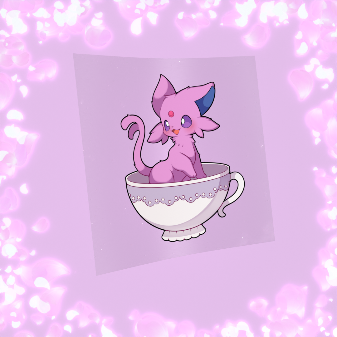 462 Psychic Purple Feline Teacup Sticker