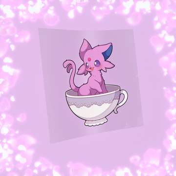462 Psychic Purple Feline Teacup Sticker