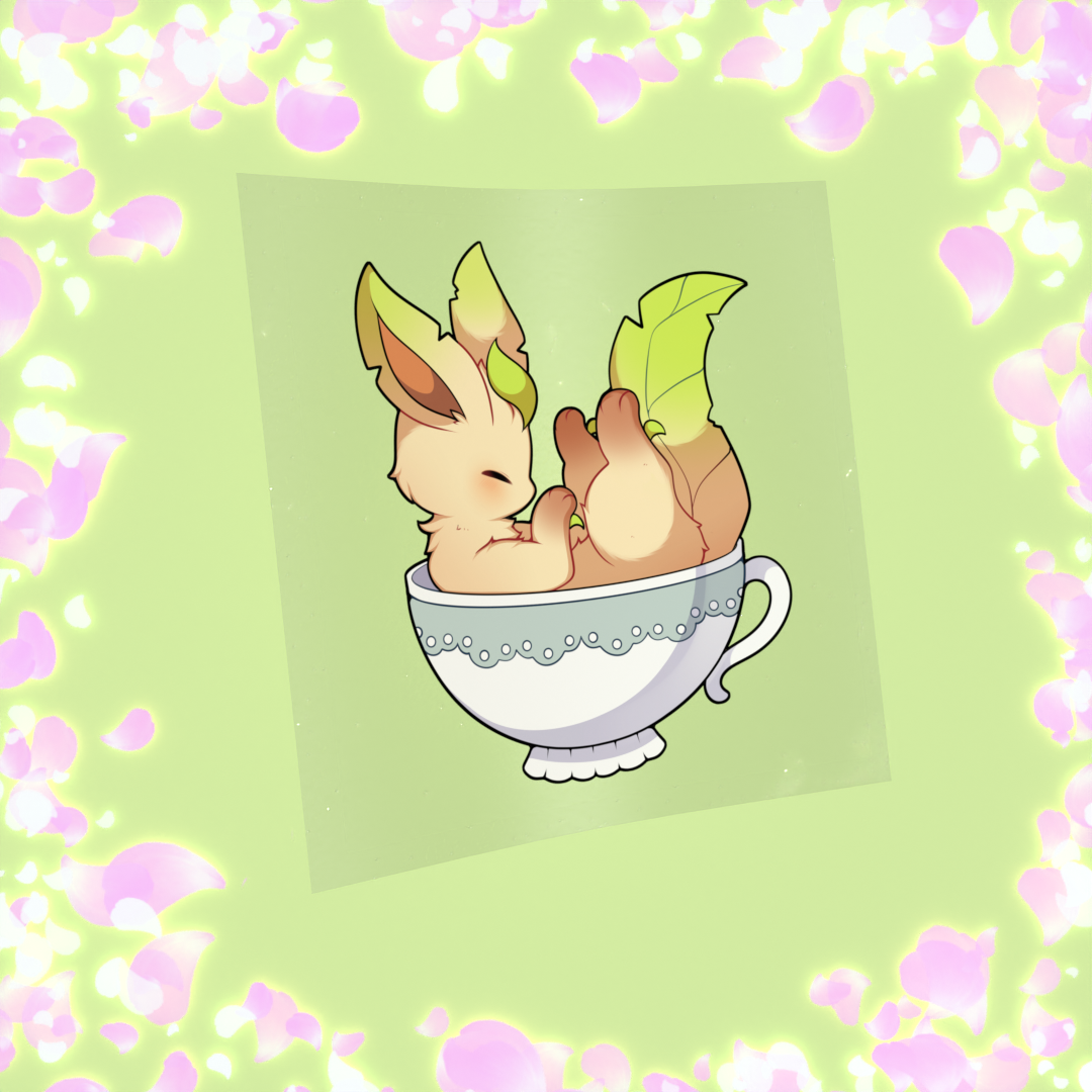 463 Leaf Fox Teacup Sticker