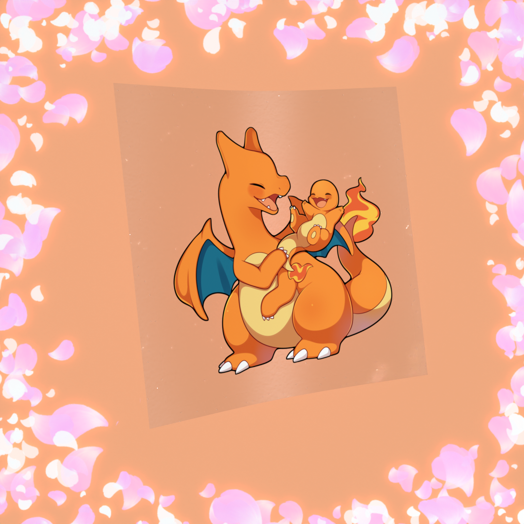 479 Evolved Flame Dragon with Small Flame Dragon Sticker