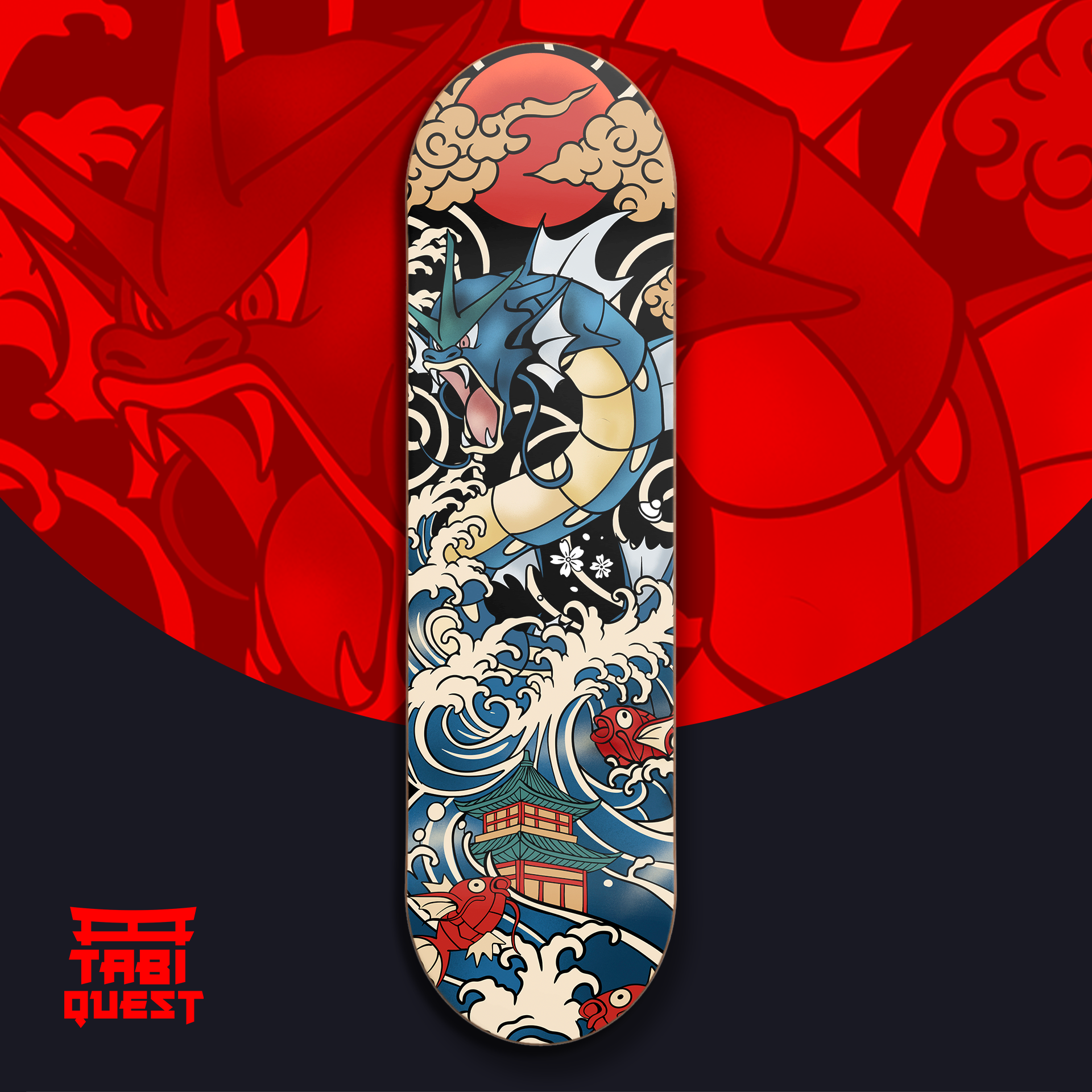 Traditional Japanese Water Dragon Skate Deck