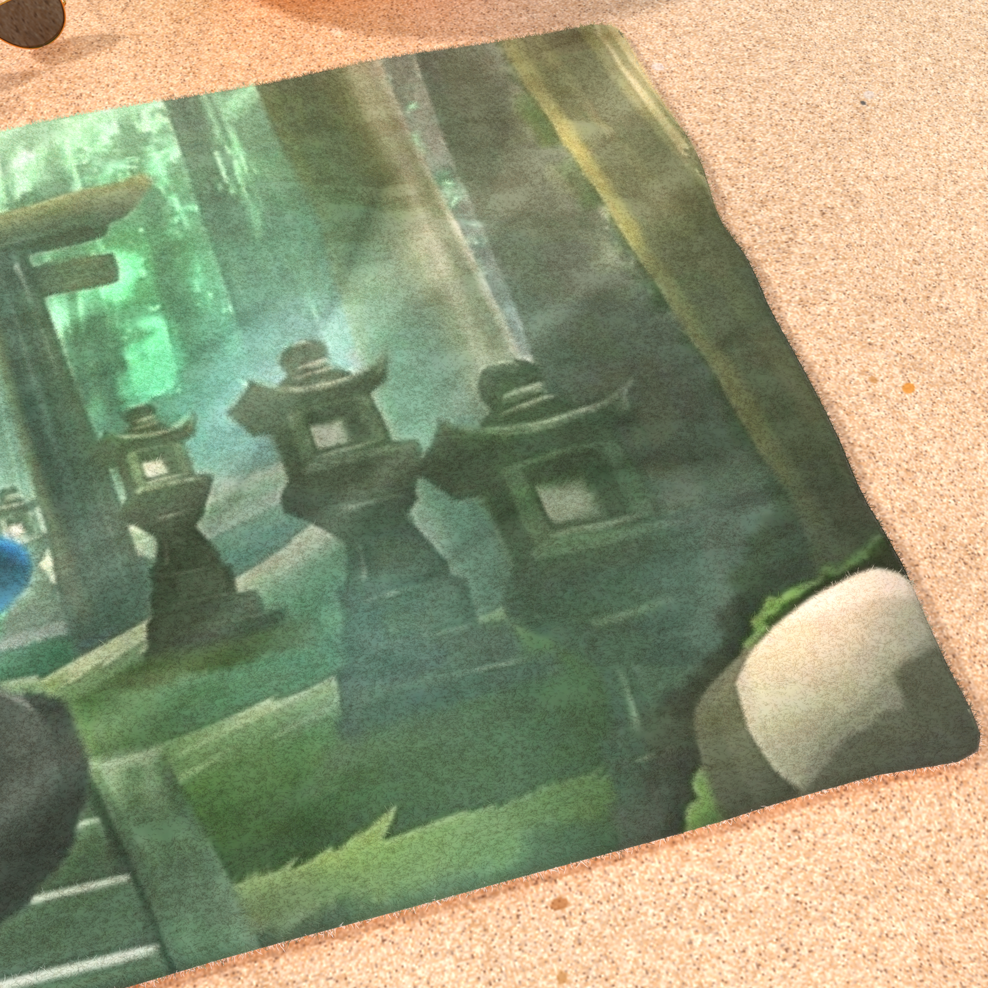 Zen Shrine Beach Towel — Tranquil Forest Anime Design